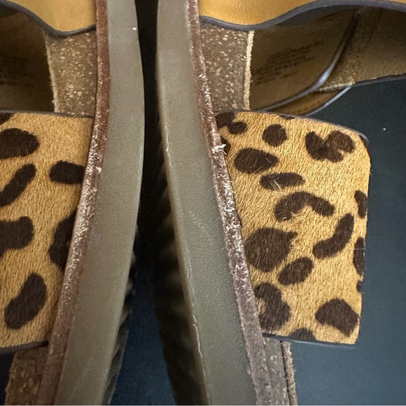 Sofft Braye Leopard Padded Footbed Tan Leather Cow Hair Slip On Sandals 8.5 - Picture 9 of 12